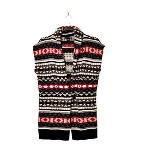 American Living Womens Sweater Vest Tribal M Sleeveless Black V-Neck